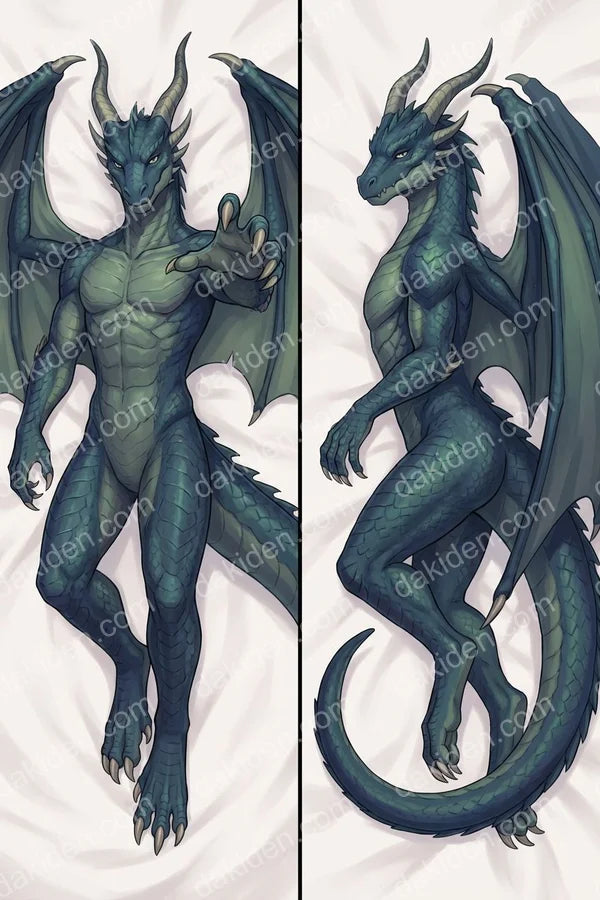 Furry Western Dragon Dakimakura Anime Body Pillow Cover 20x60IN | This product is generated with AI assistance.
