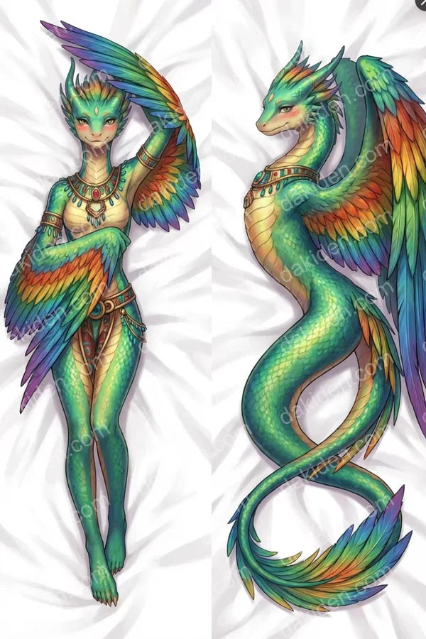 Quetzalcoatlus Dakimakura Anime Body Pillow Cover 20x60IN | This product is generated with AI assistance.