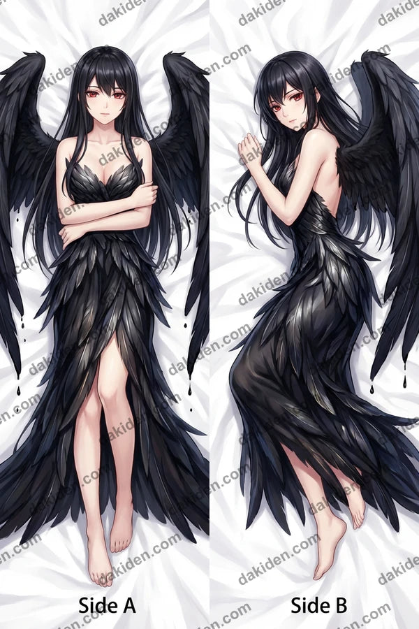 Furry MoYuJi Dakimakura Anime Crow Spirit Body Pillow Cover Oriental Fantasy 20x60IN | This product is generated with AI assistance.