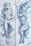 Furry Arctic Wolf Dakimakura Anime Body Pillow Cover 20x60IN | This product is generated with AI assistance.