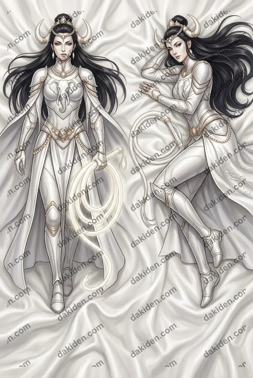 Bai Xiang Dakimakura Anime Ivory Spirit White Elephant Body Pillow Cover Oriental Fantasy 20x60IN | This product is generated with AI assistance.