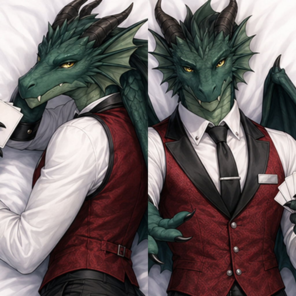 Casino Dealer Dragon furry body pillow cover product image 1