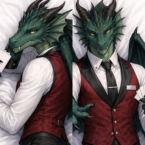 Casino Dealer Dragon furry body pillow cover product image 1