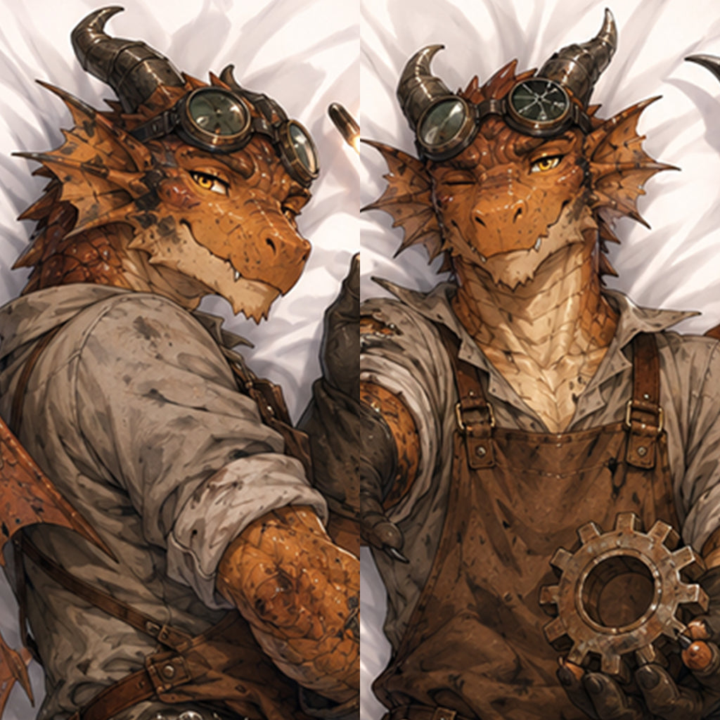 Junkyard Dragon furry body pillow cover product image 1