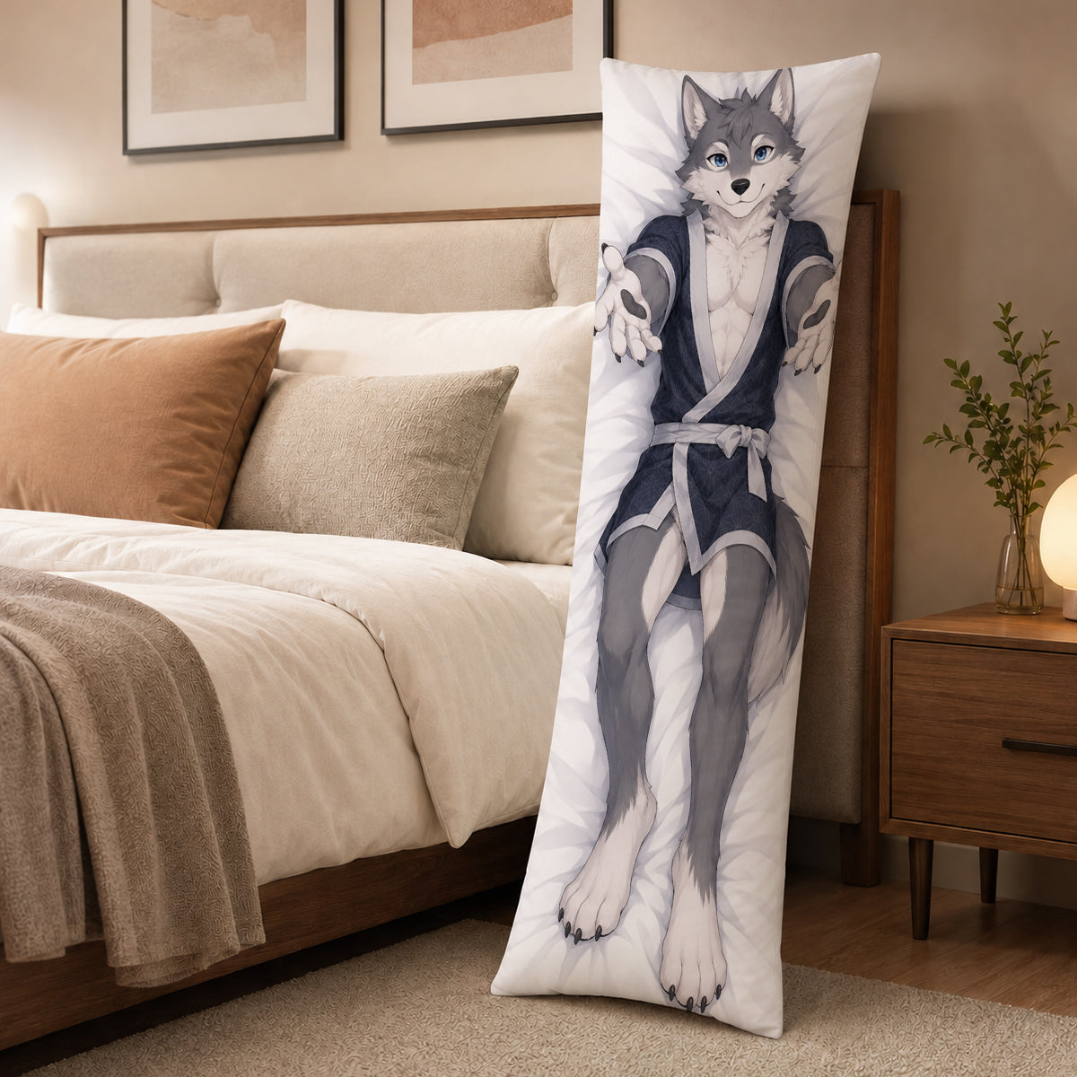 Yukata Wolf furry body pillow cover product image 3