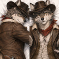 Wild West Wolf Cowboy furry body pillow cover product image 1