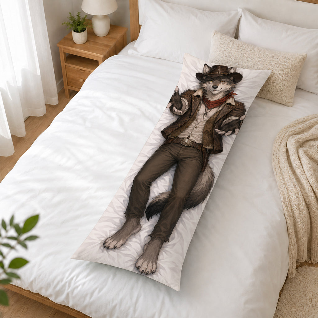 Wild West Wolf Cowboy furry body pillow cover product image 2