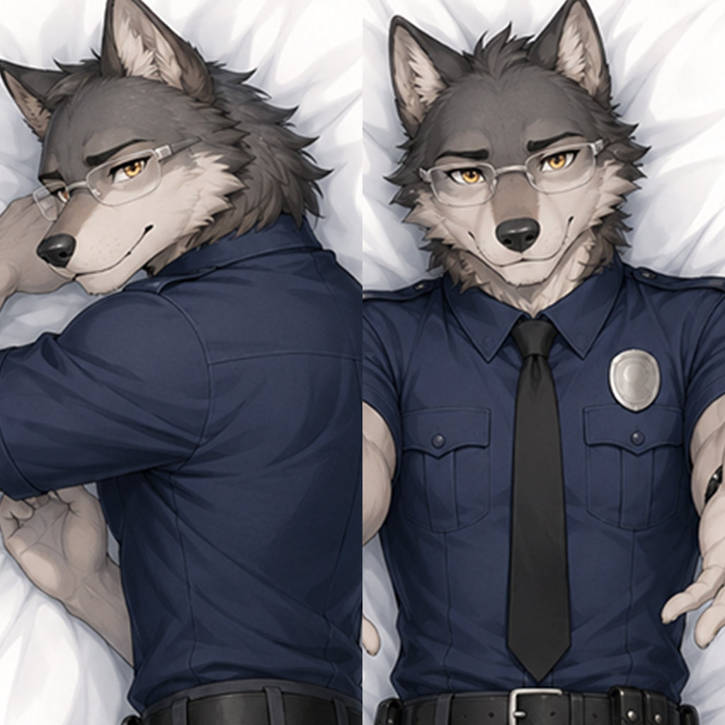 Sheriff Wolf furry body pillow cover product image 1