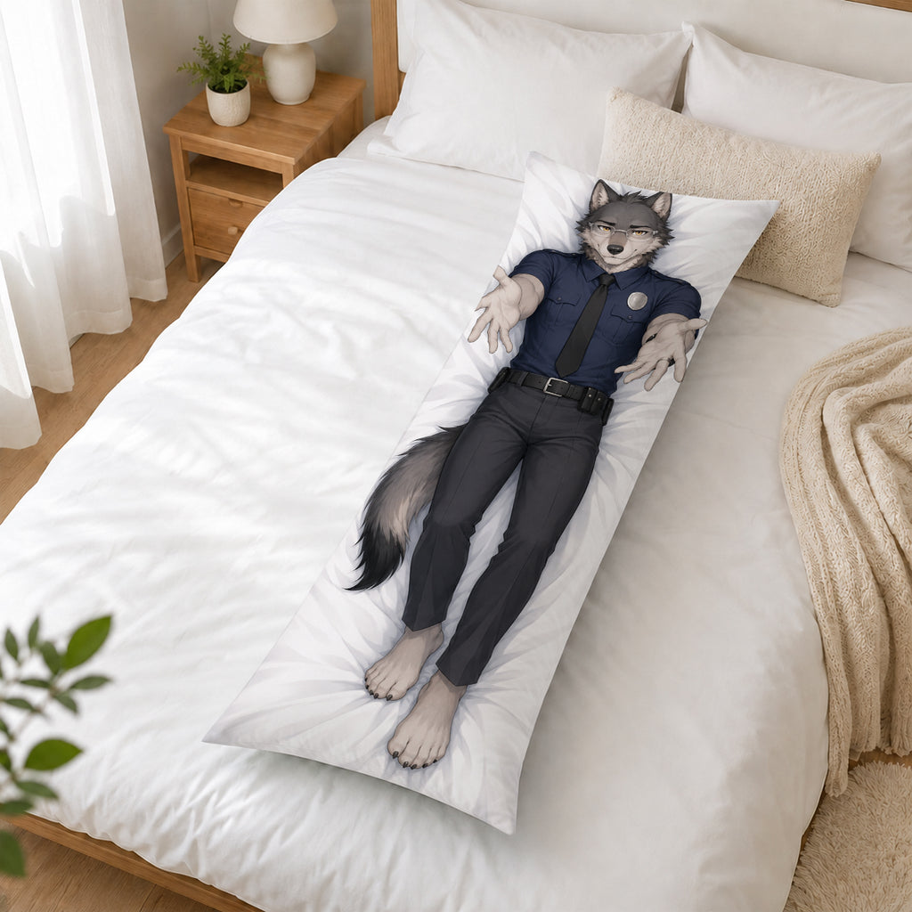 Sheriff Wolf furry body pillow cover product image 2