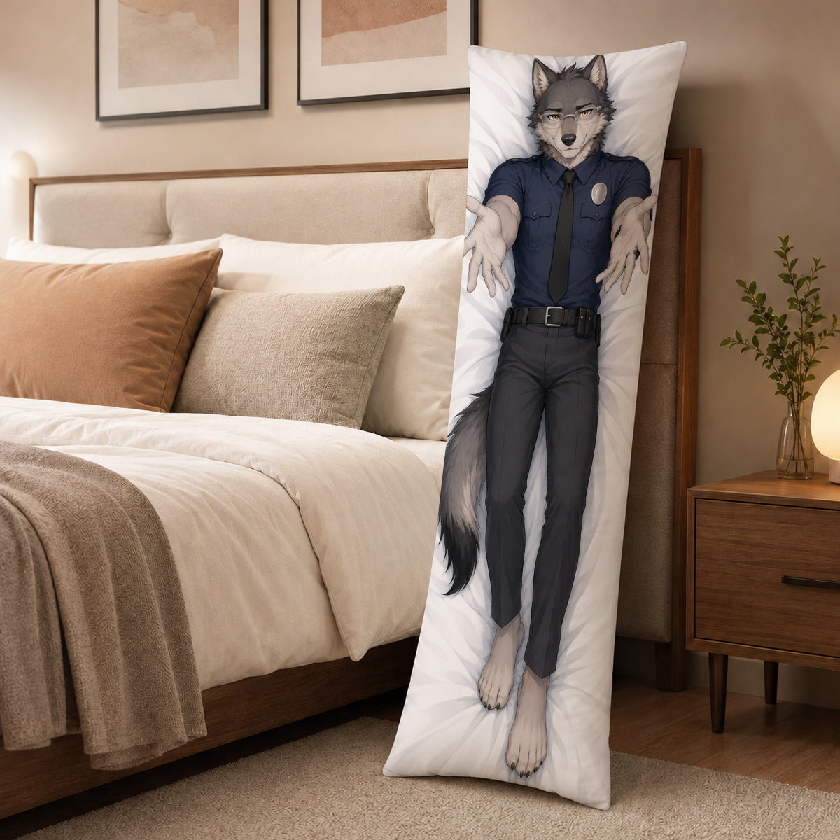 Sheriff Wolf furry body pillow cover product image 3