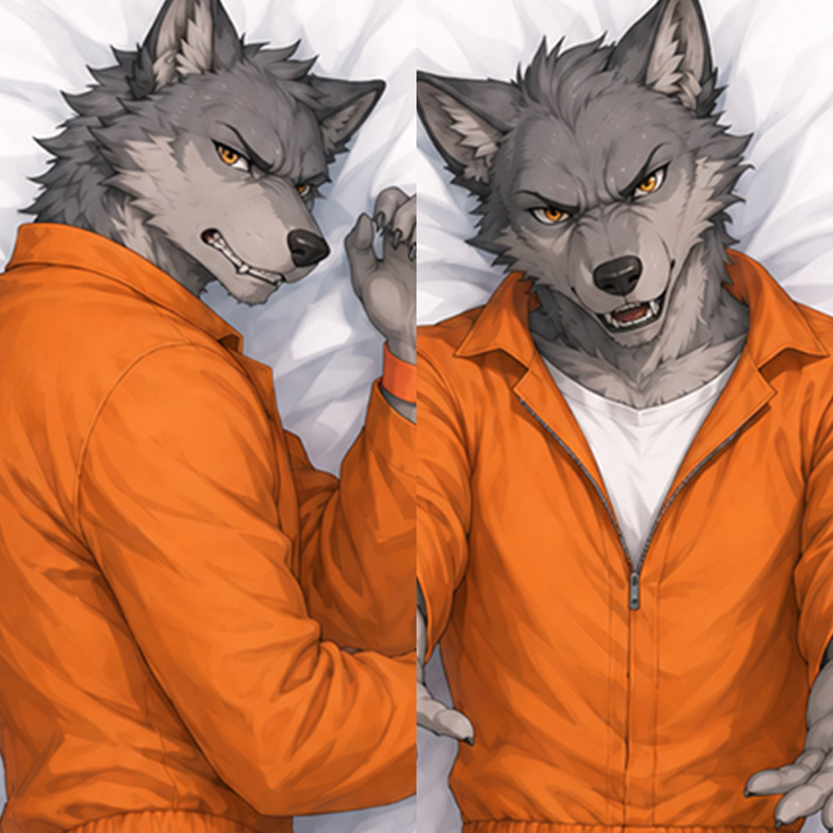Inmate Wolf furry body pillow cover product image 1