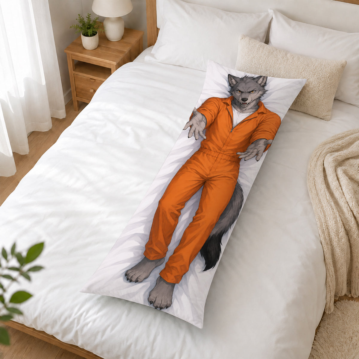 Inmate Wolf furry body pillow cover product image 2