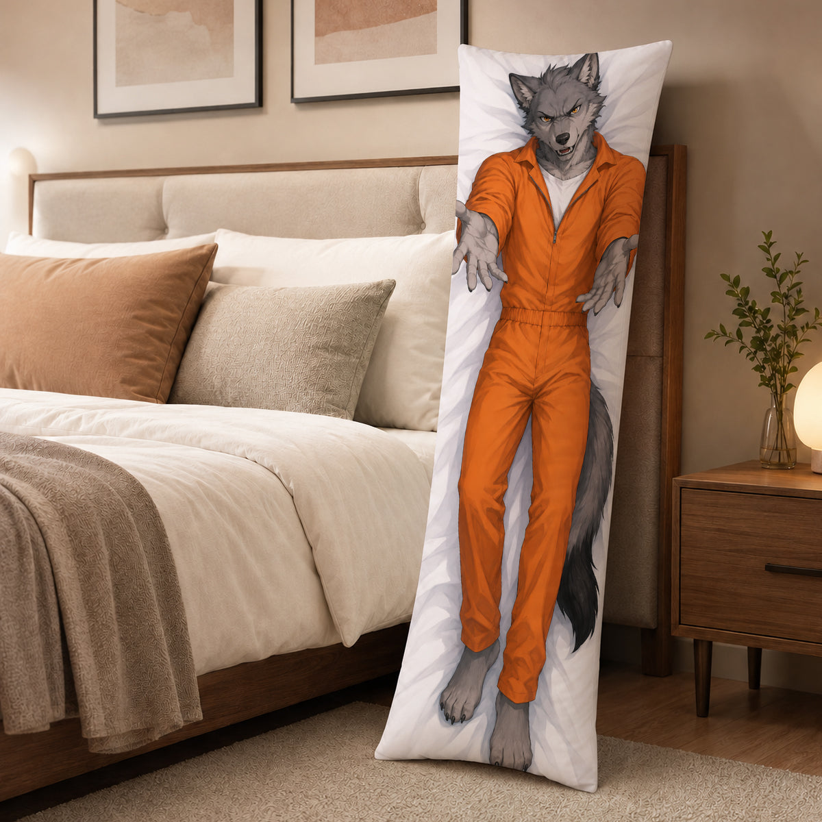 Inmate Wolf furry body pillow cover product image 3