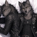 Wolf Punk Biker furry body pillow cover product image 1