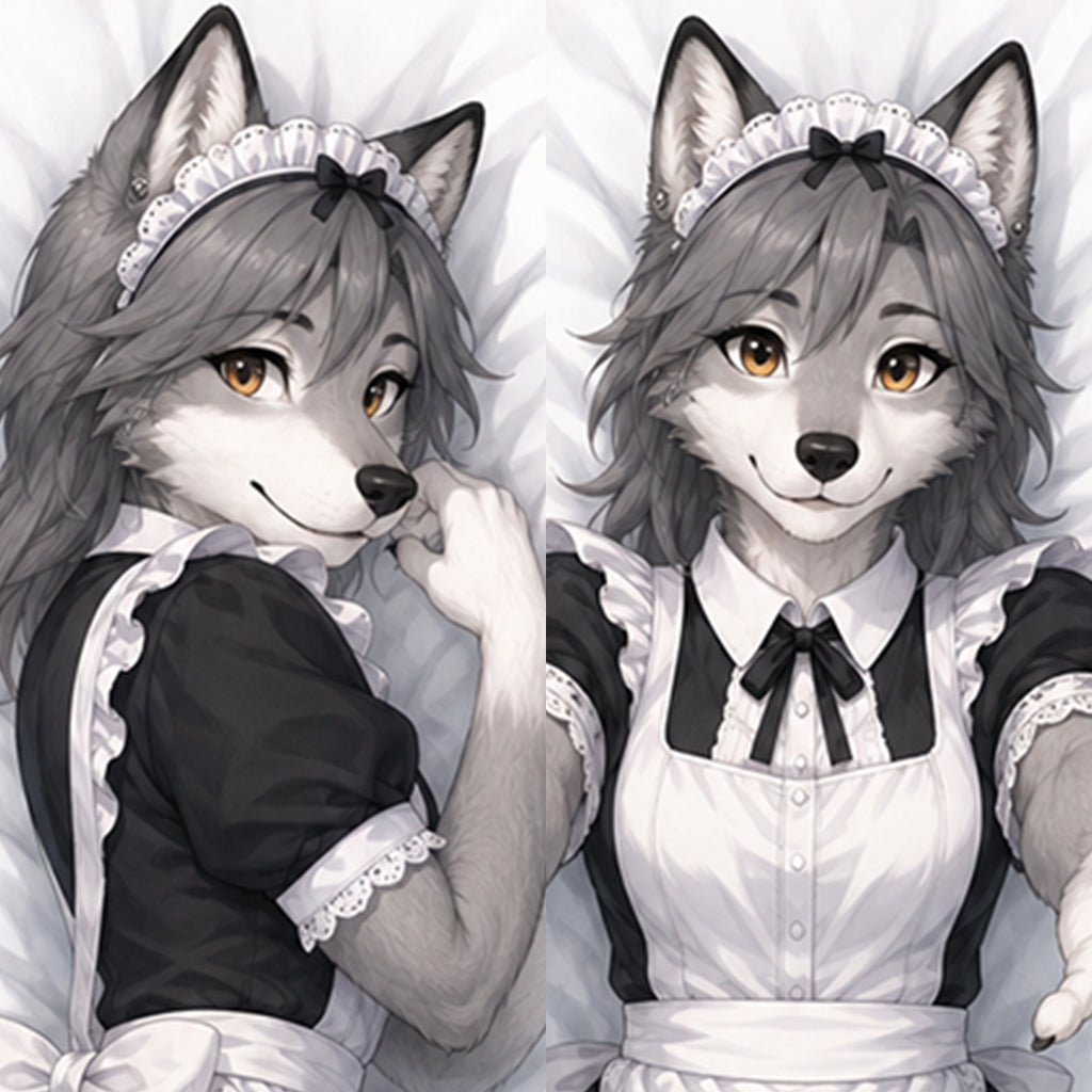 Maid Wolf furry body pillow cover product image 1
