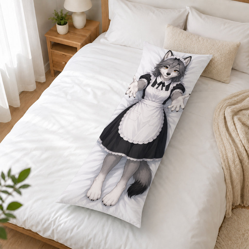 Maid Wolf furry body pillow cover product image 2