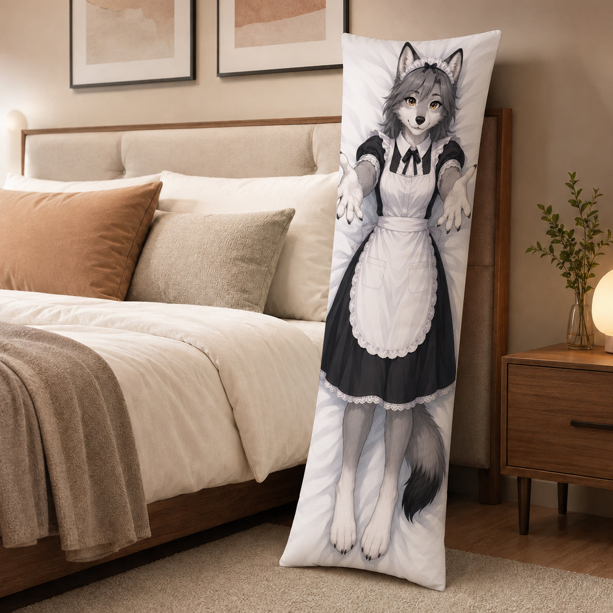 Maid Wolf furry body pillow cover product image 3