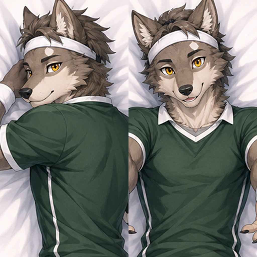 Football Wolf furry body pillow cover product image 1