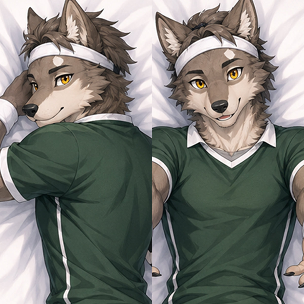 Football Wolf furry body pillow cover product image 1