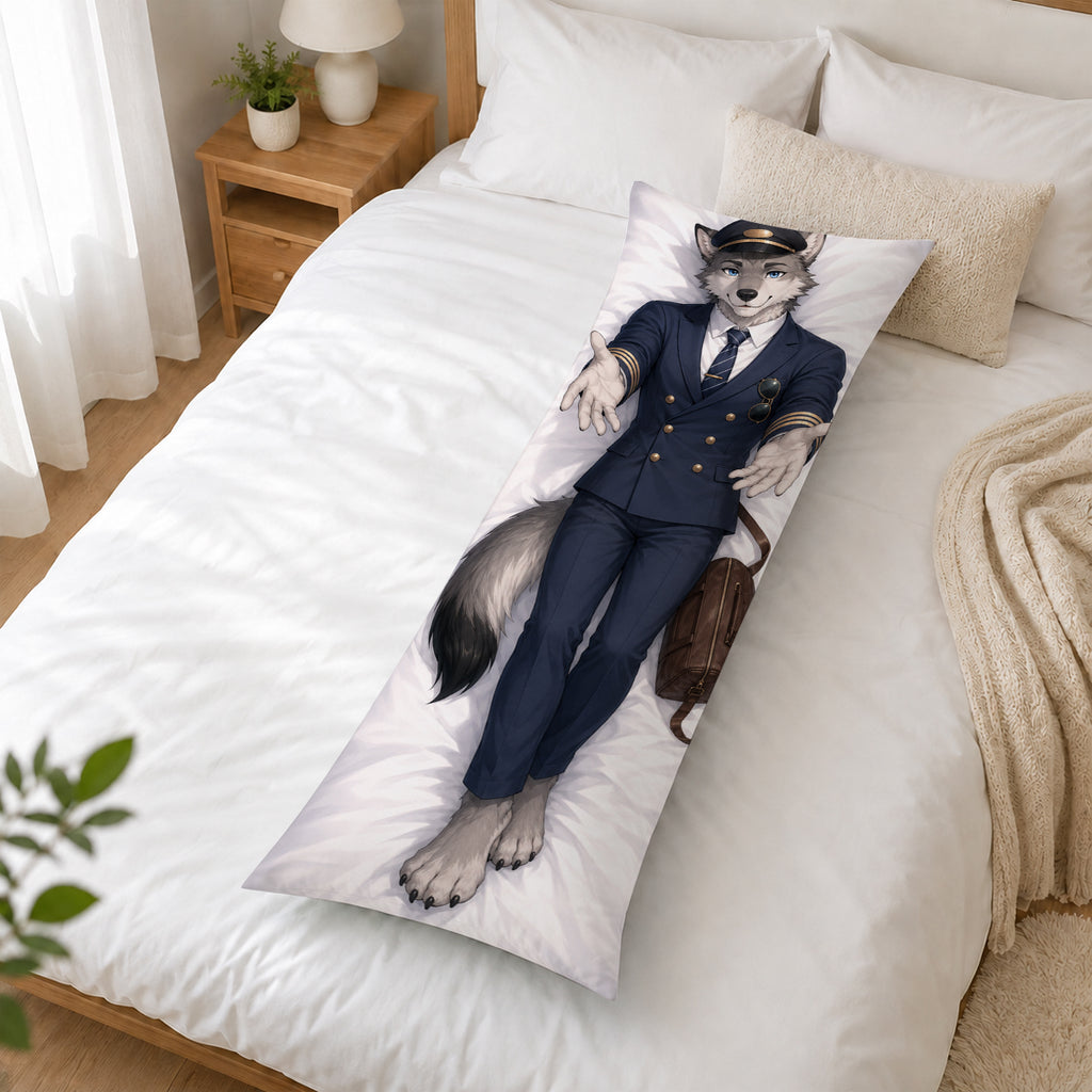 Pilot Wolf furry body pillow cover product image 2