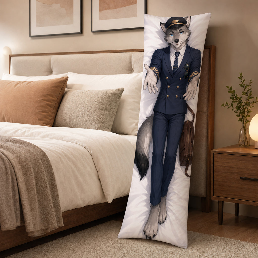 Pilot Wolf furry body pillow cover product image 3