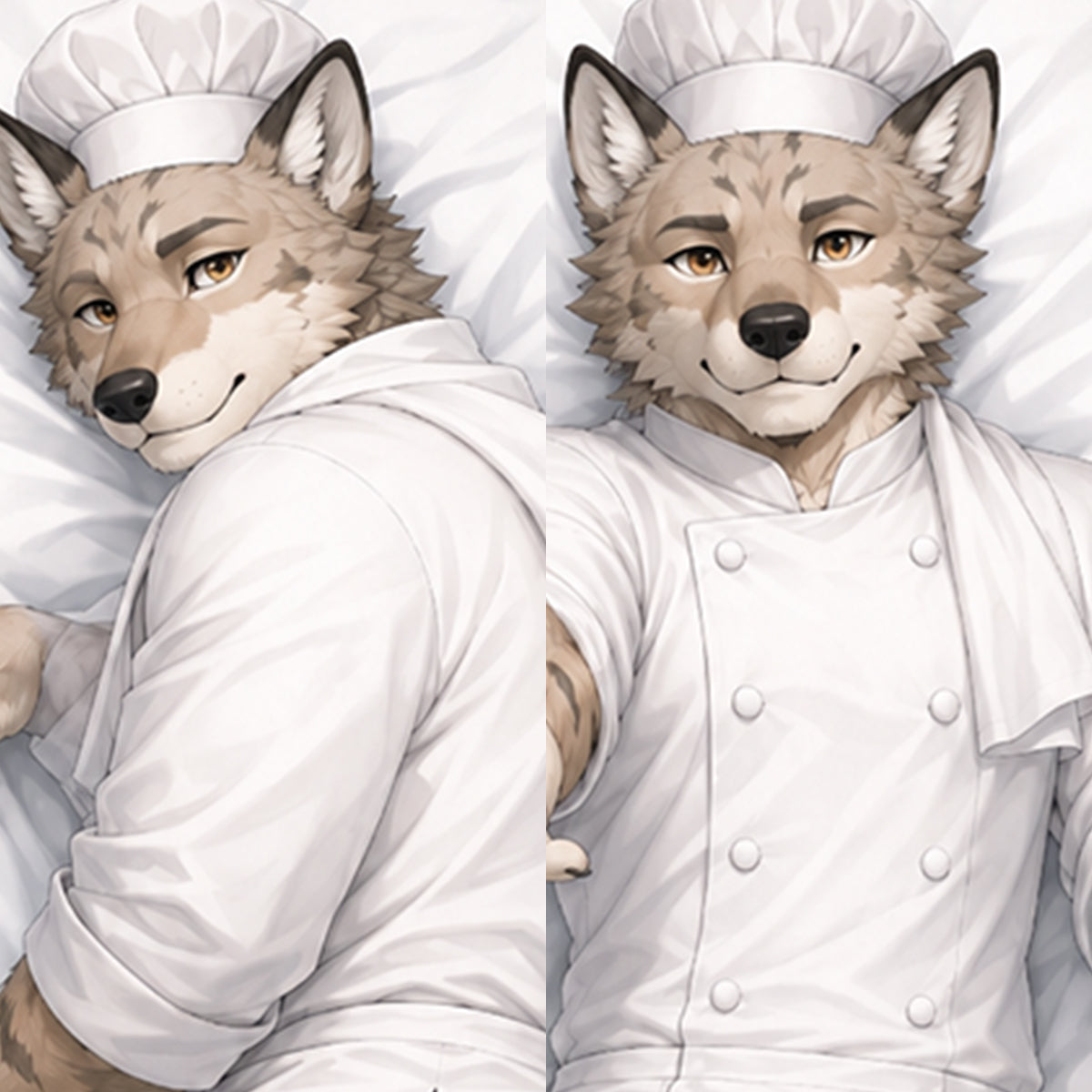 Chef Wolf furry body pillow cover product image 1
