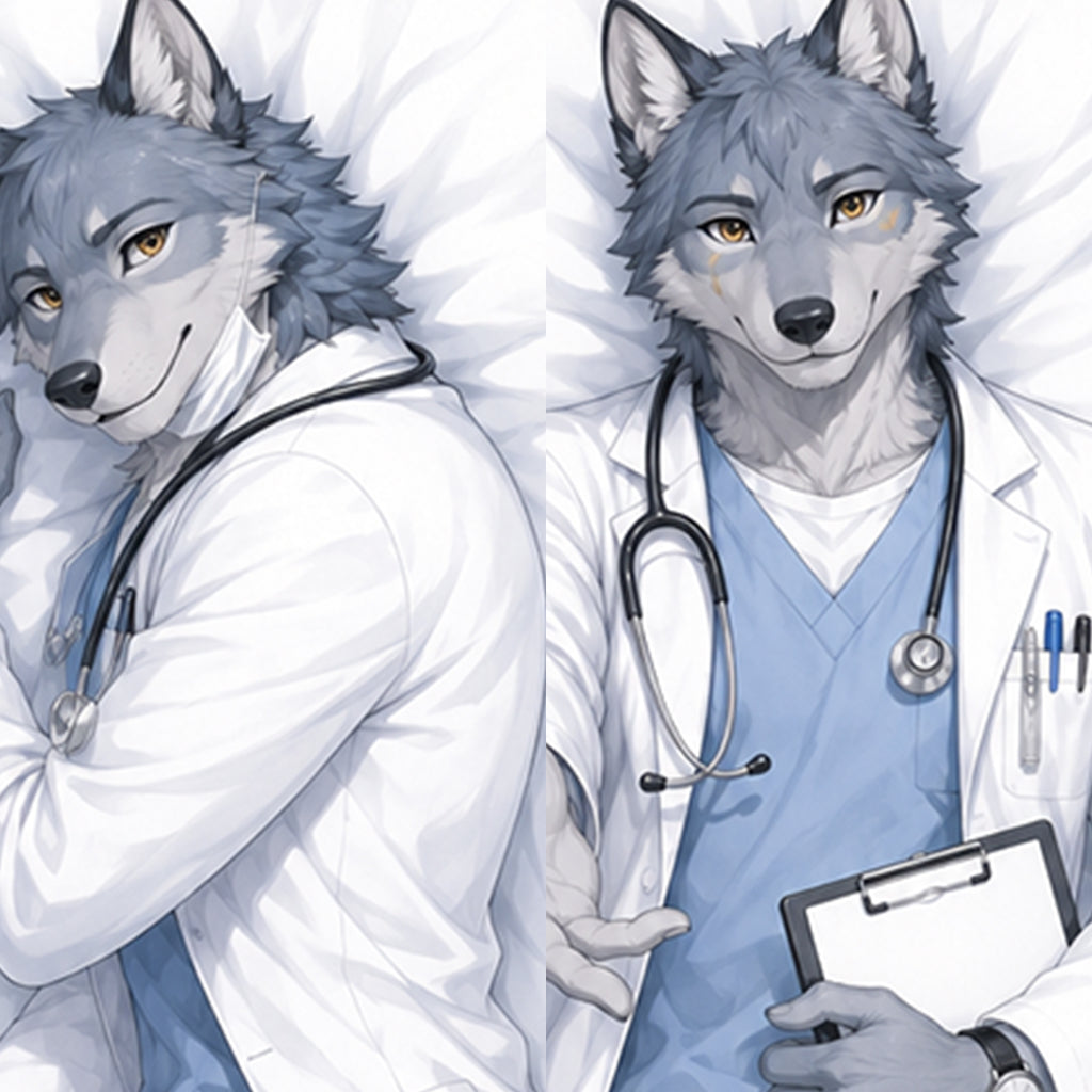 Doctor Wolf furry body pillow cover product image 1