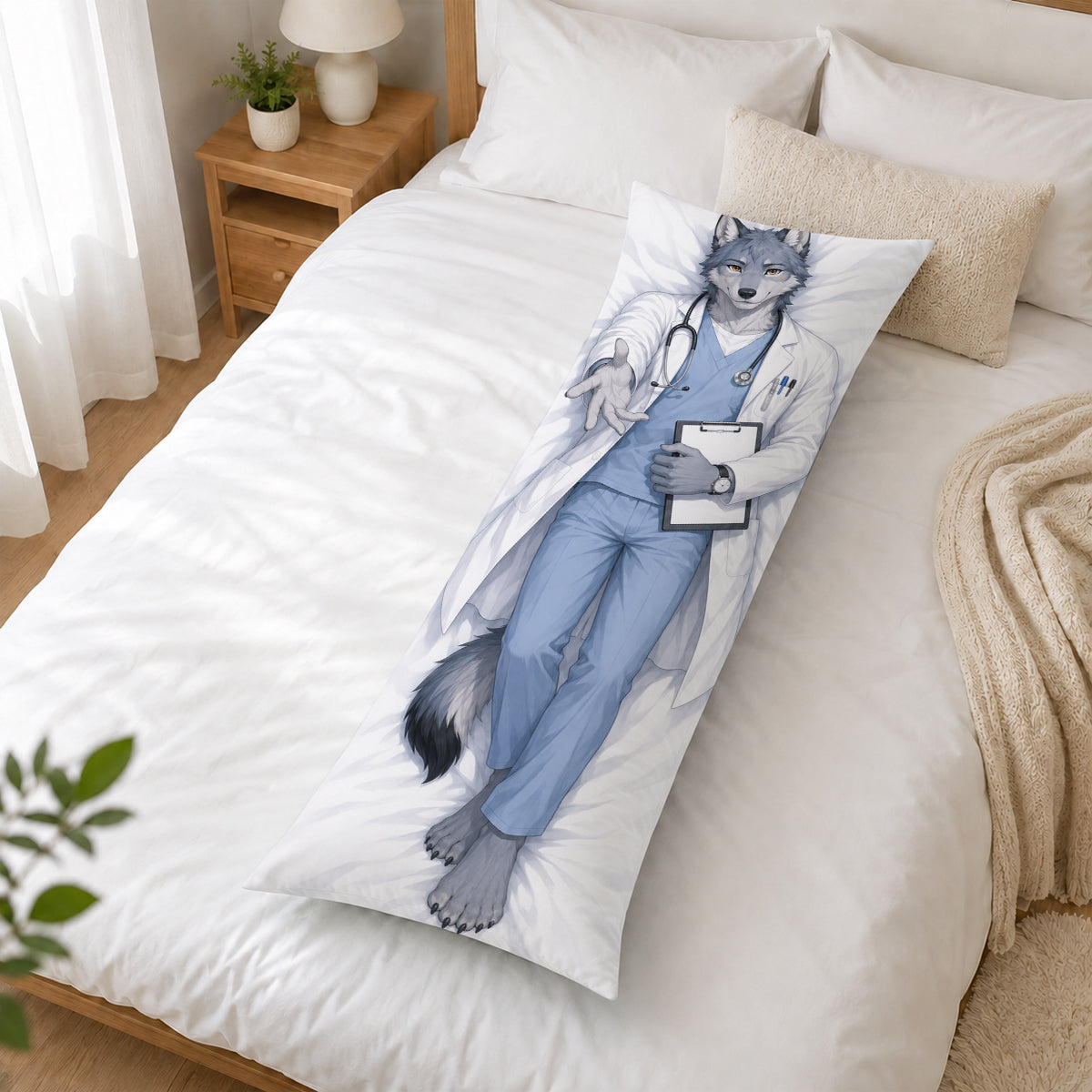 Doctor Wolf furry body pillow cover product image 2