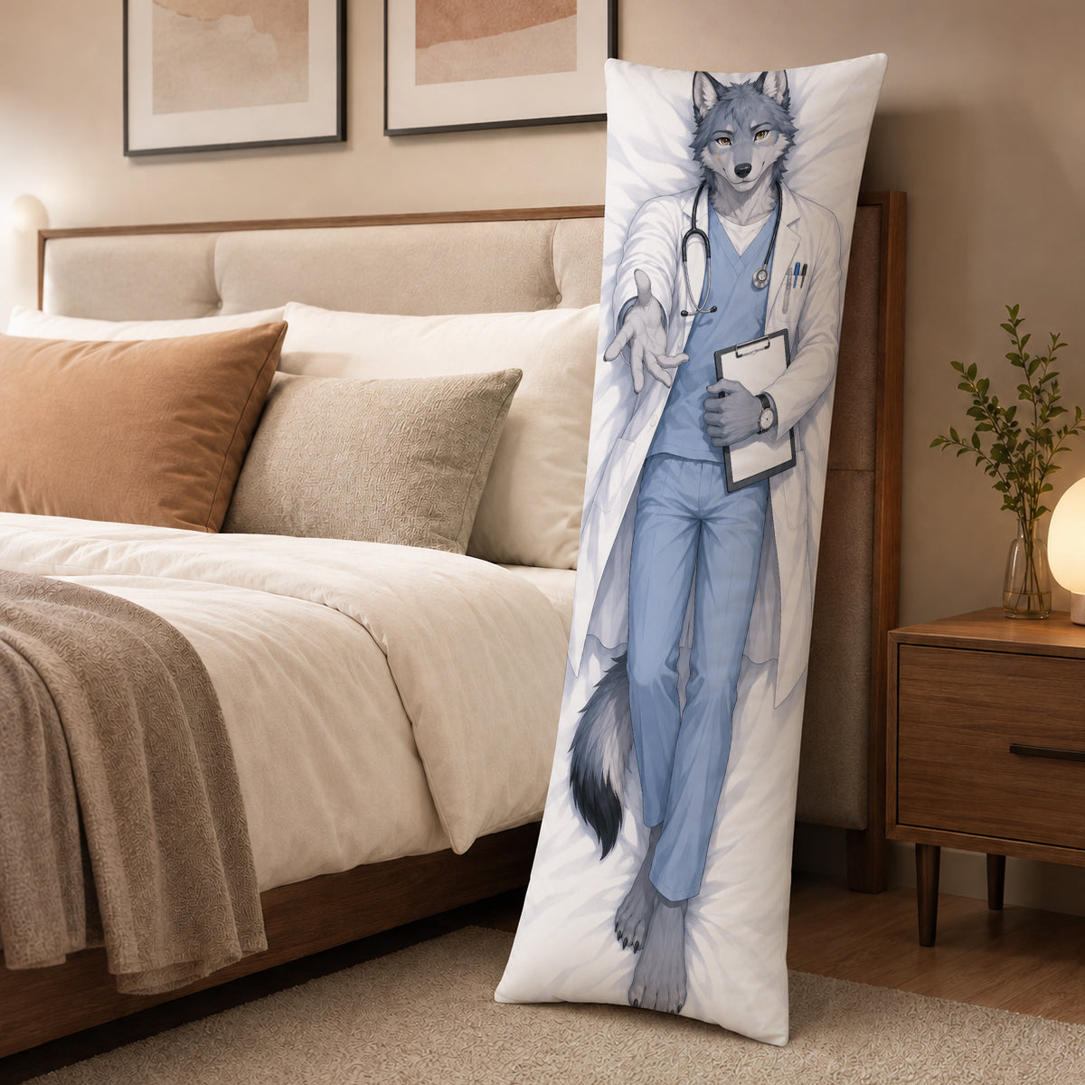 Doctor Wolf furry body pillow cover product image 3