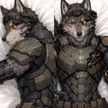Mech Warrior Wolf furry body pillow cover product image 1