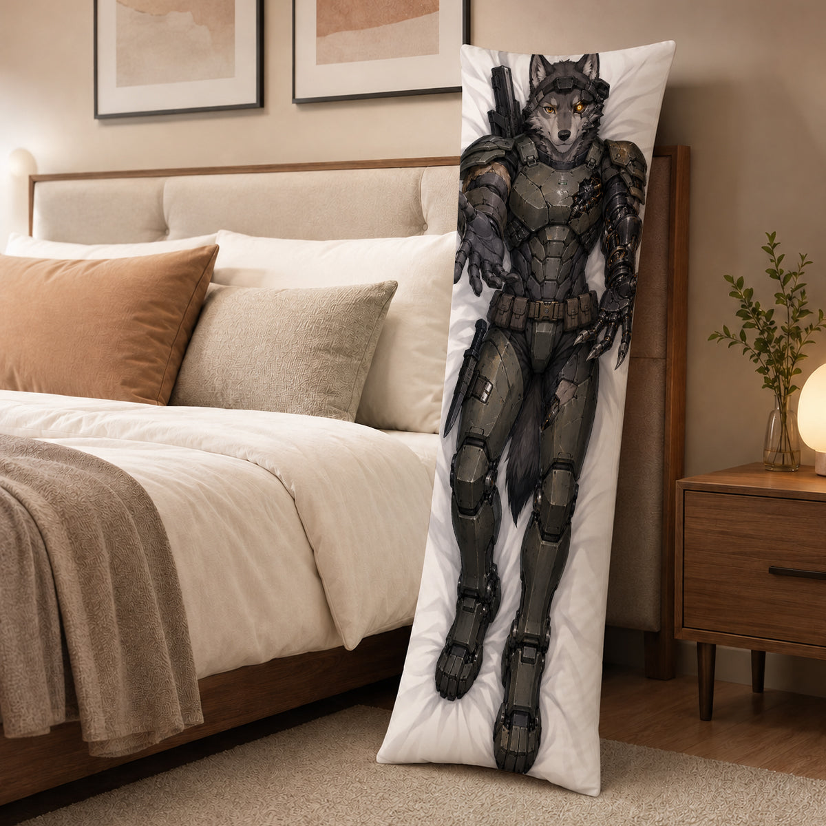 Mech Warrior Wolf furry body pillow cover product image 3