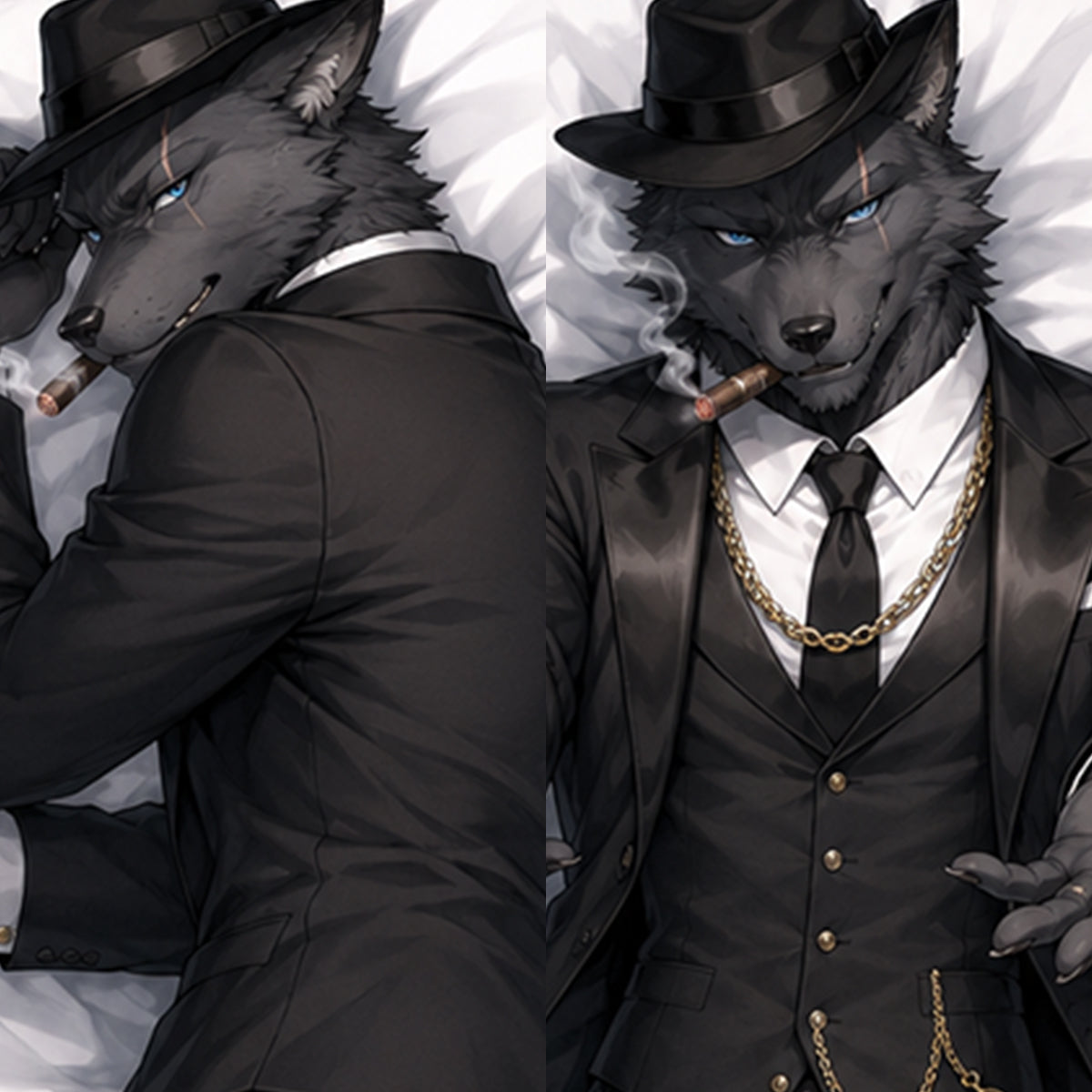 Mafia Boss Wolf furry body pillow cover product image 1