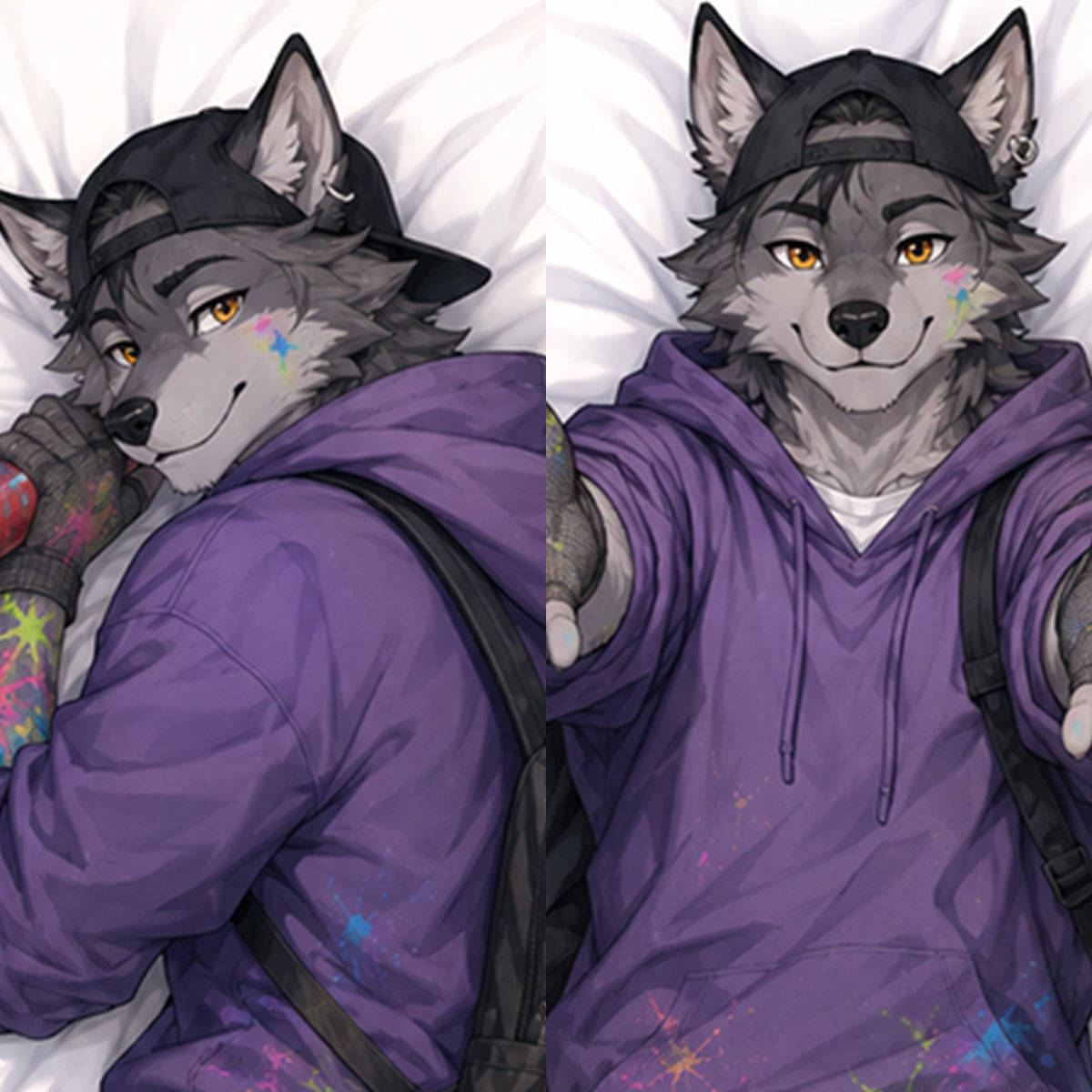 Street Graffiti Wolf furry body pillow cover product image 1