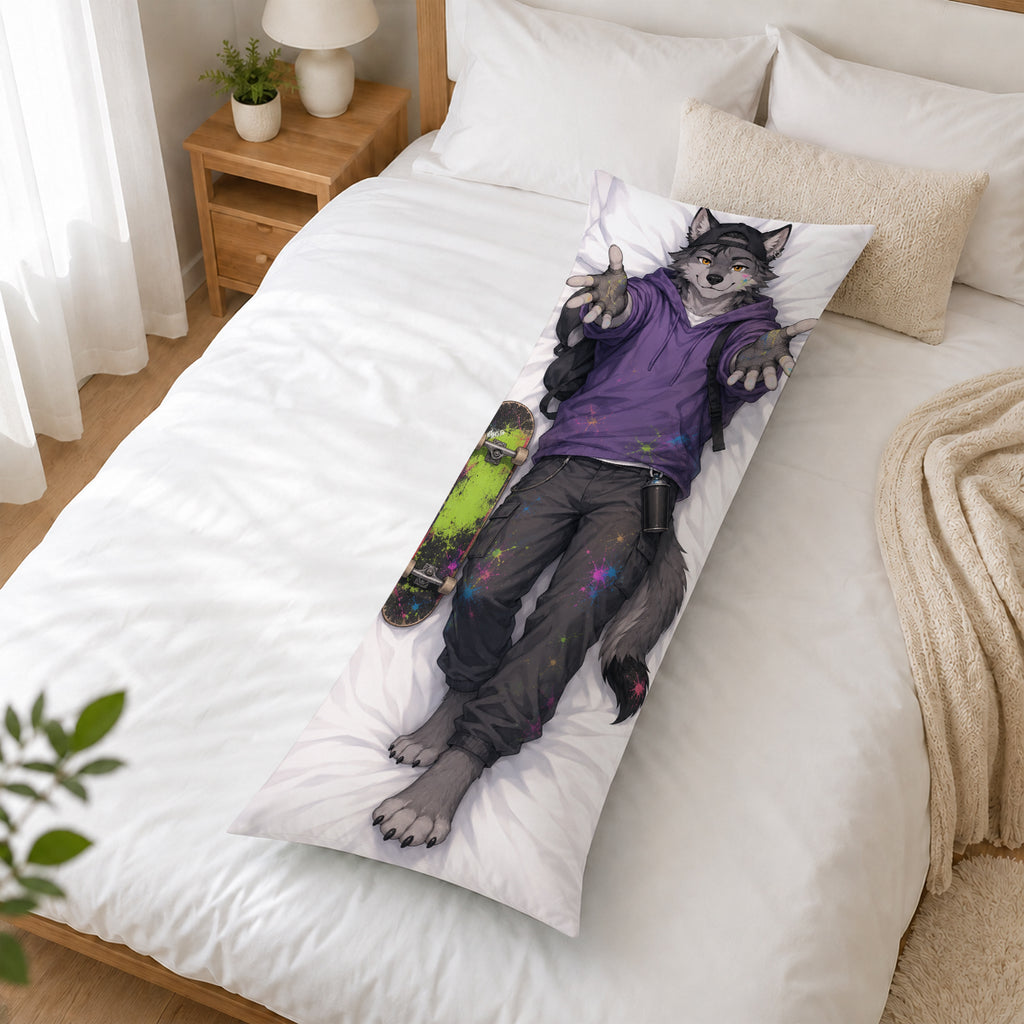 Street Graffiti Wolf furry body pillow cover product image 2