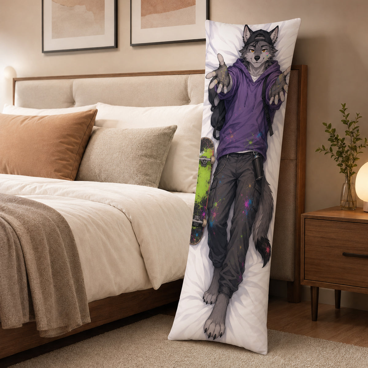 Street Graffiti Wolf furry body pillow cover product image 3
