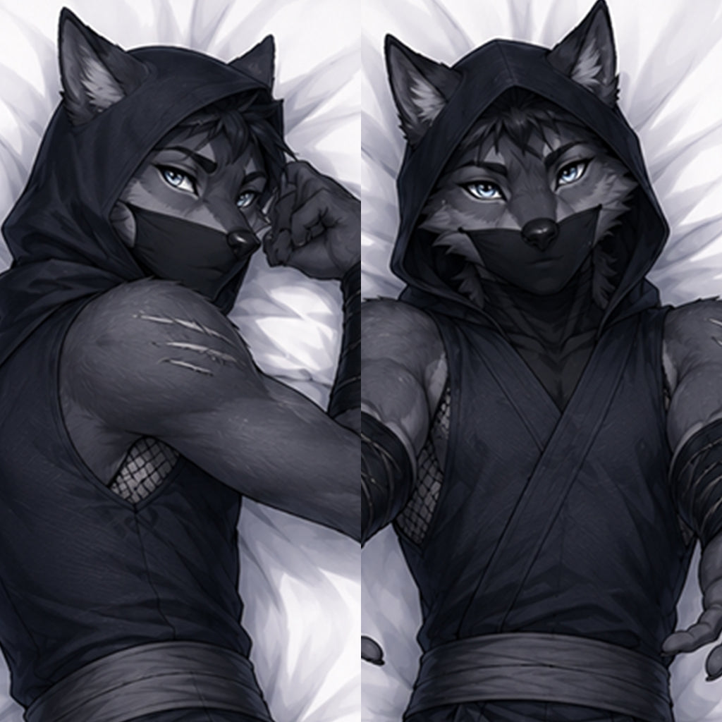 Night Assassin Wolf furry body pillow cover product image 1