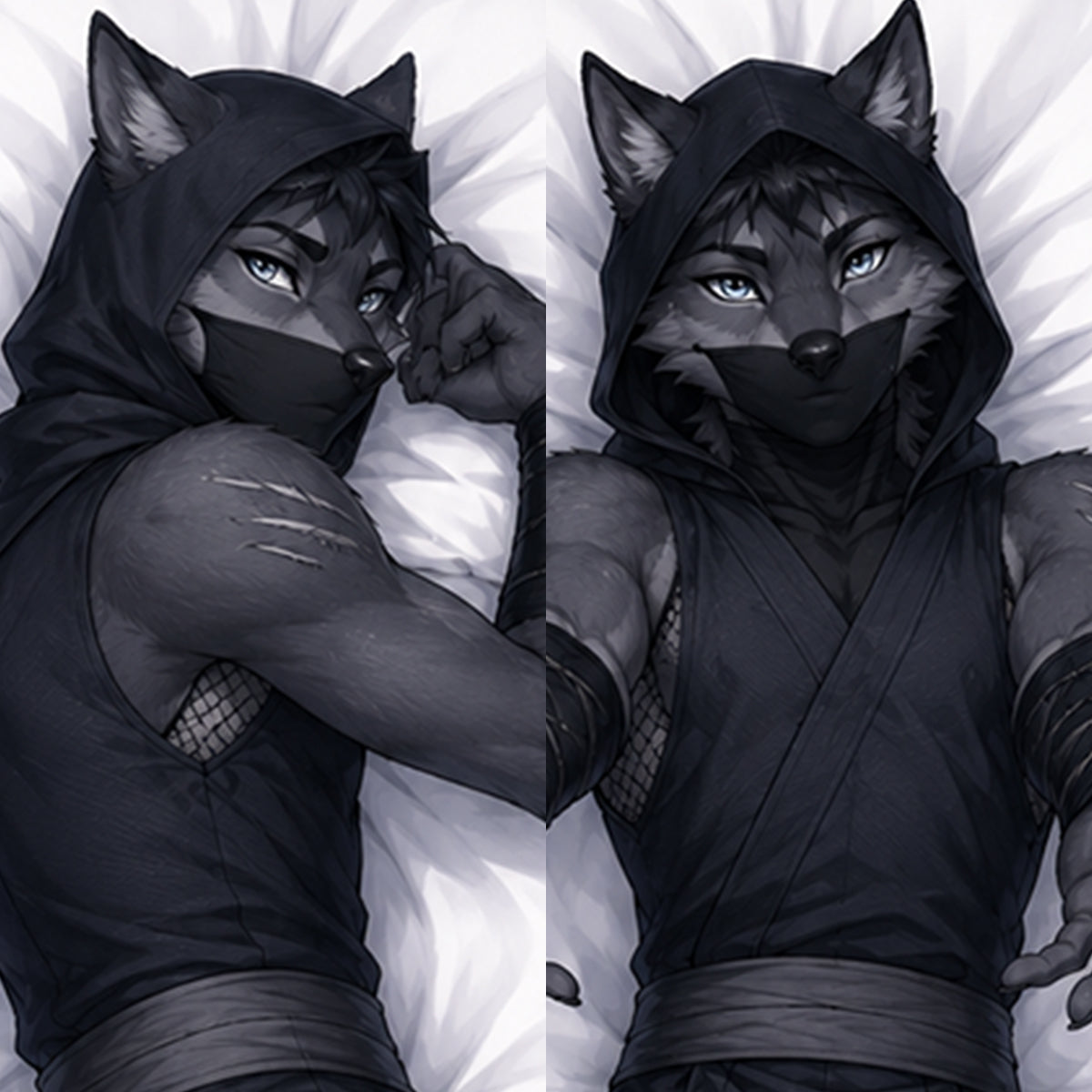 Night Assassin Wolf furry body pillow cover product image 1