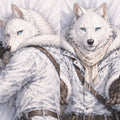 Snow Hunter Wolf furry body pillow cover product image 1