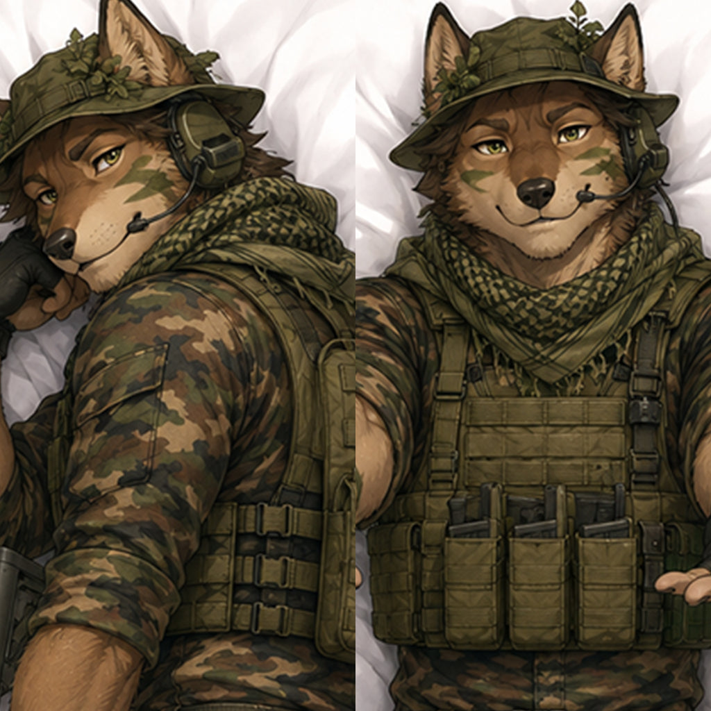 Jungle Commando Wolf furry body pillow cover product image 1