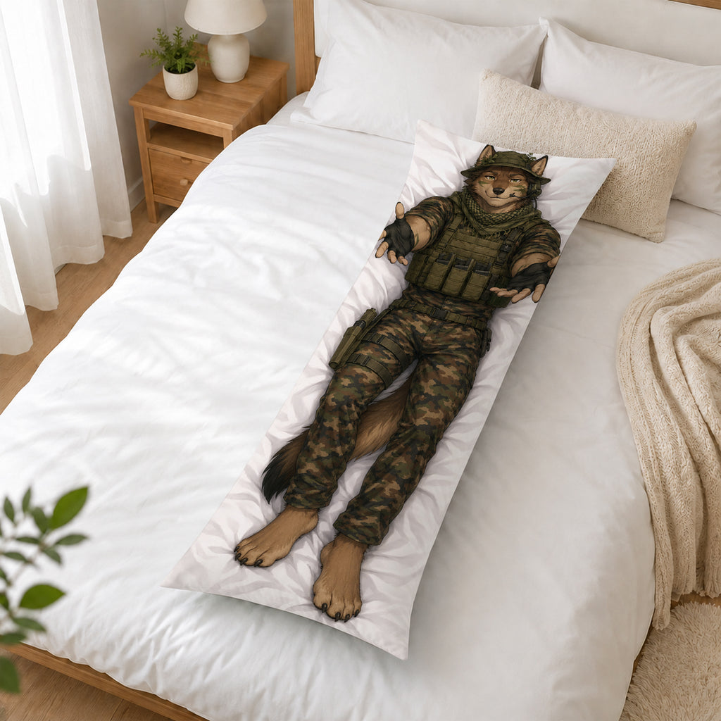 Jungle Commando Wolf furry body pillow cover product image 2