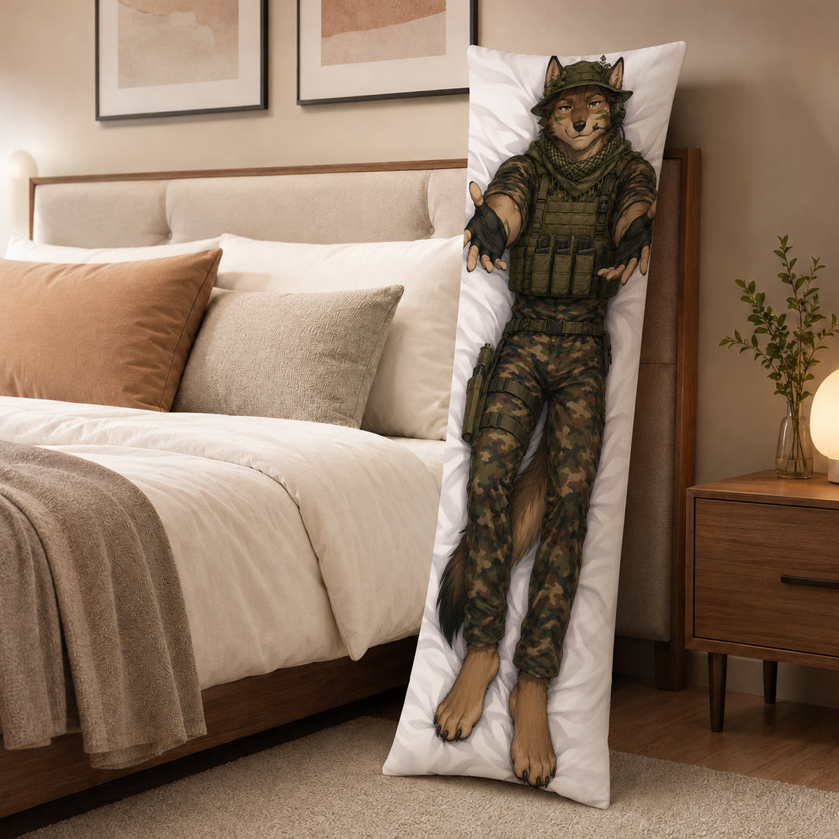 Jungle Commando Wolf furry body pillow cover product image 3