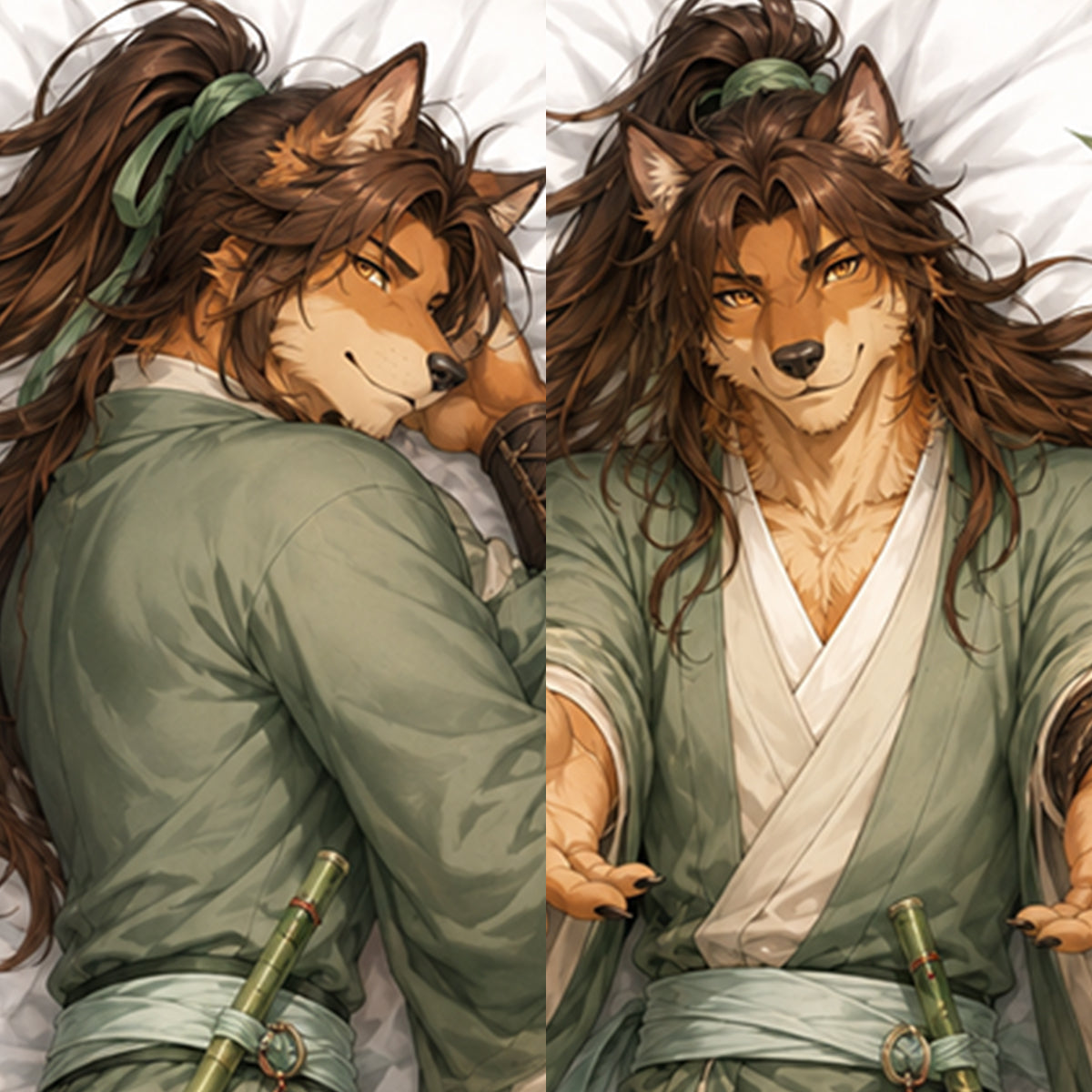 Wuxia Style Wolf furry body pillow cover product image 1