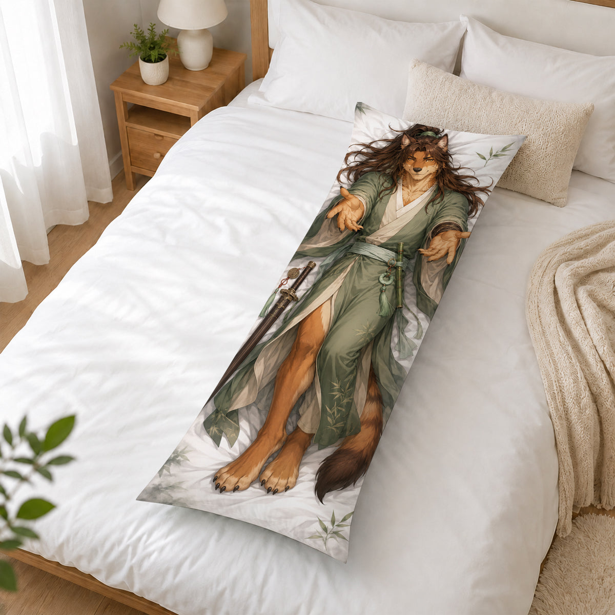 Wuxia Style Wolf furry body pillow cover product image 2