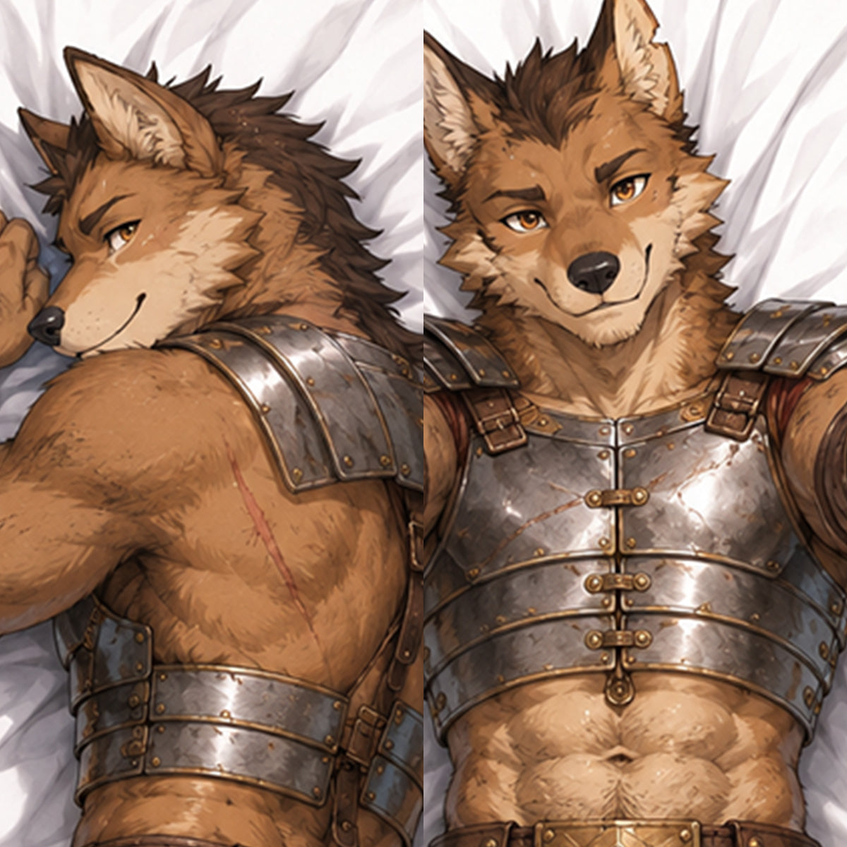 Roman Gladiator Wolf furry body pillow cover product image 1