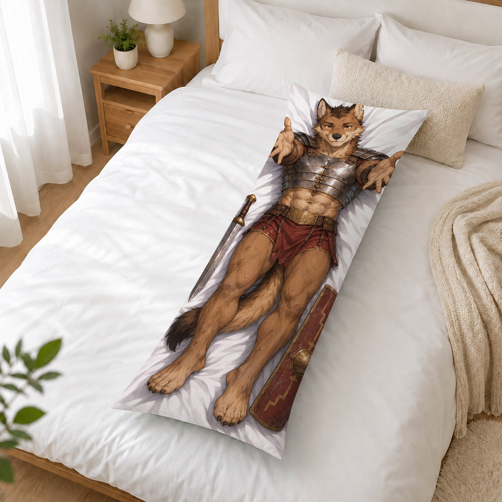 Roman Gladiator Wolf furry body pillow cover product image 2