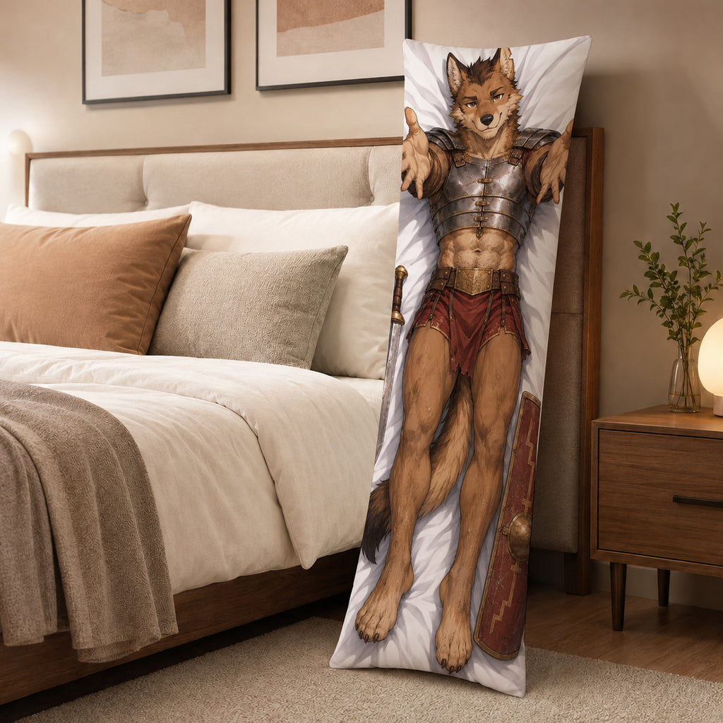 Roman Gladiator Wolf furry body pillow cover product image 3