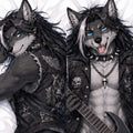 Heavy Metal Wolf furry body pillow cover product image 1