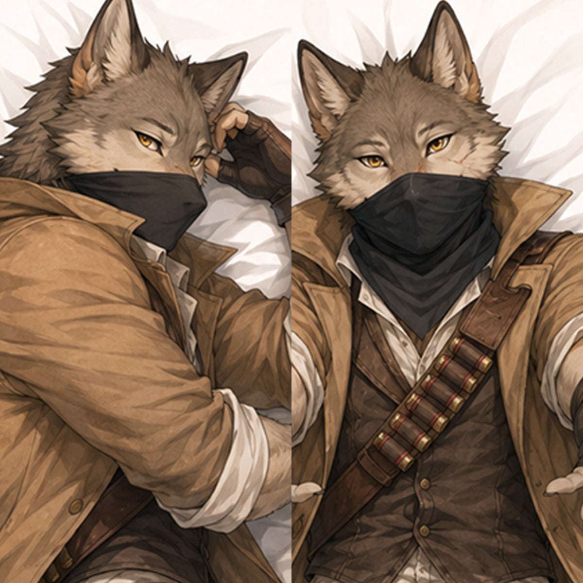 Bounty Hunter Wolf furry body pillow cover product image 1
