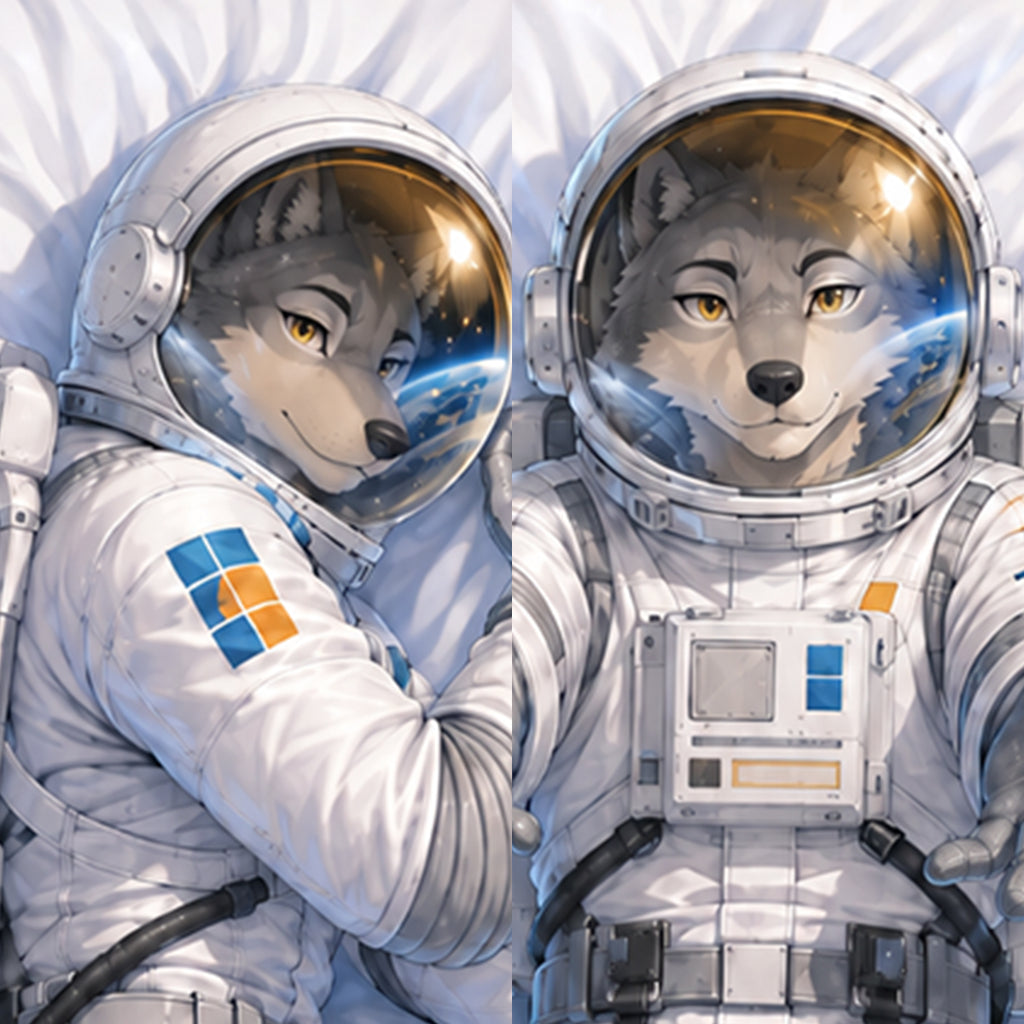 Astronaut Wolf furry body pillow cover product image 1