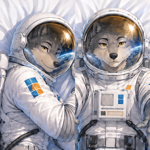 Astronaut Wolf furry body pillow cover product image 1
